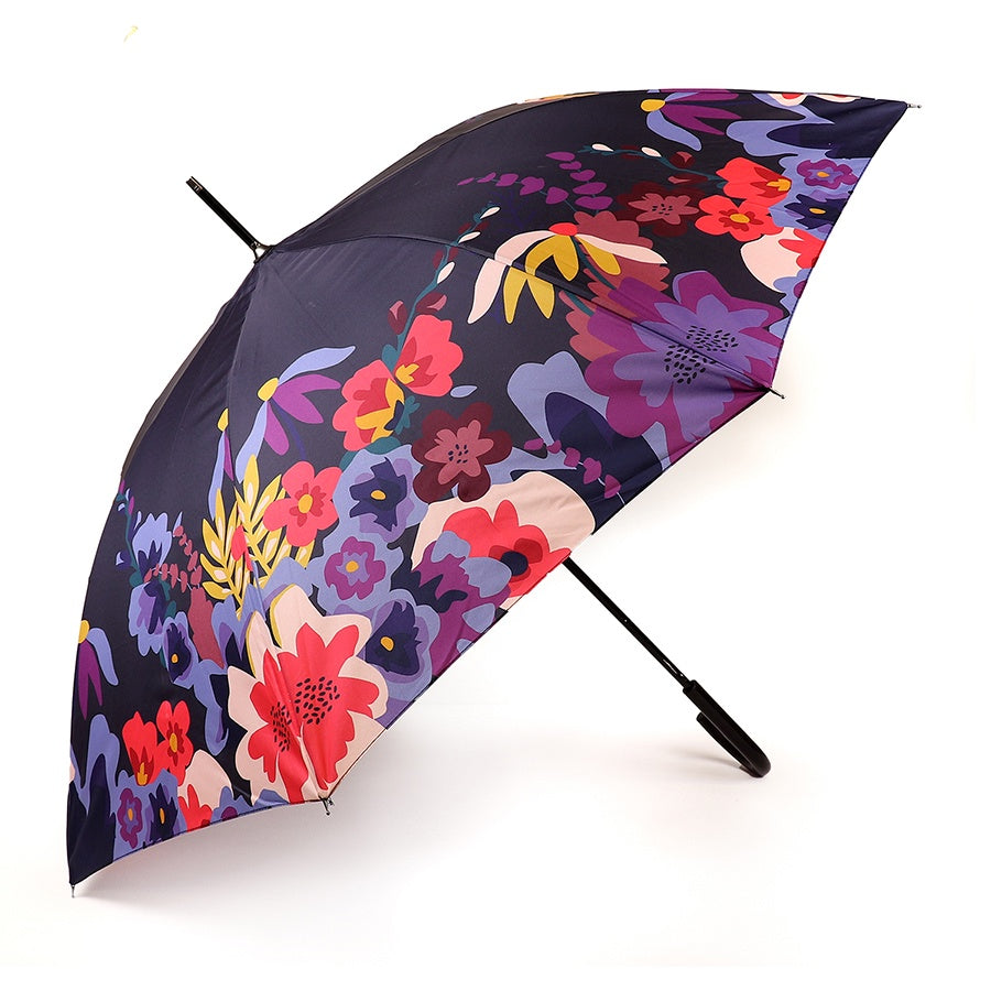 Recycled navy and floral print edge umbrella