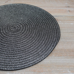 Charcoal Grey Sparkle circular placemat