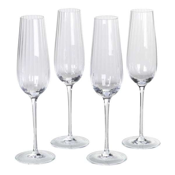 Set of 4 Ribbed Champagne Flutes