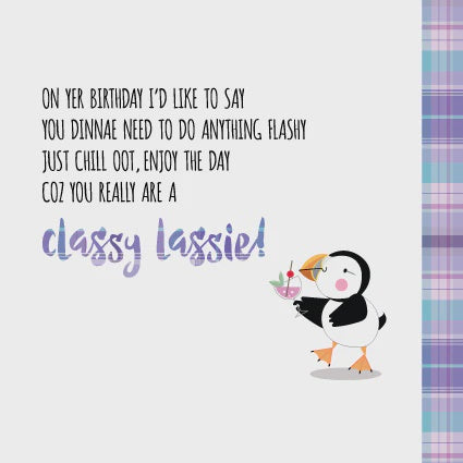 Classy Lassie Birthday Card