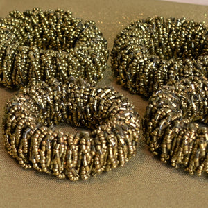 Gold Beaded Napkin Rings - Set of 4