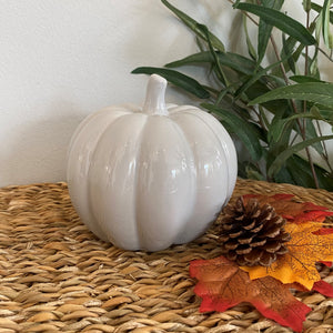 Large Grey Ceramic Pumpkin