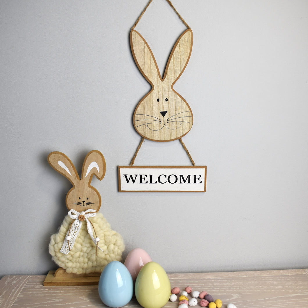 Welcome' Hanging Bunny sign