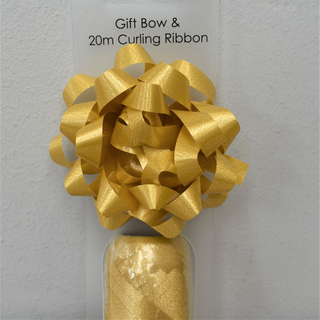 Matt Gold Gift Bow & Curling Ribbon (20m)