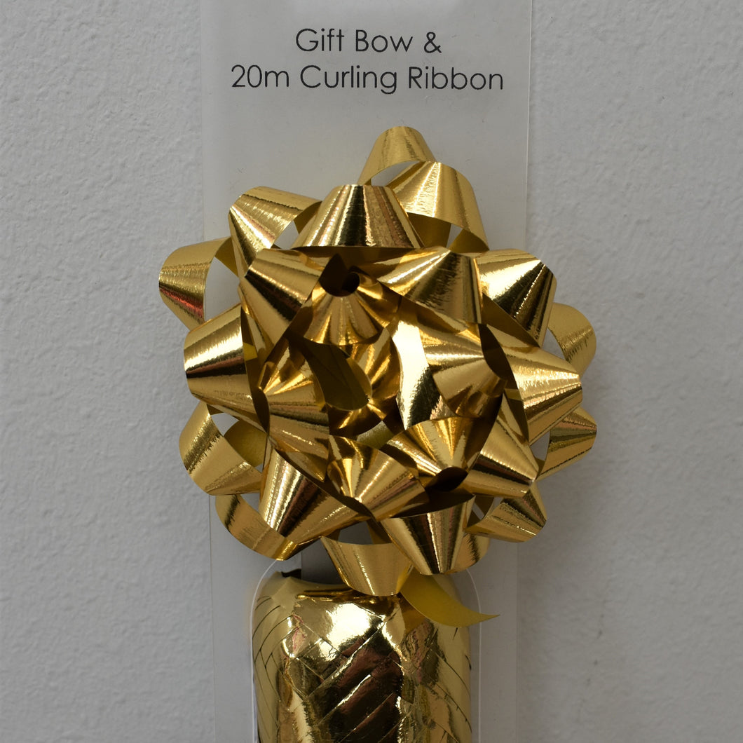 Metallic Gold Gift Bow & Curling Ribbon (20m)