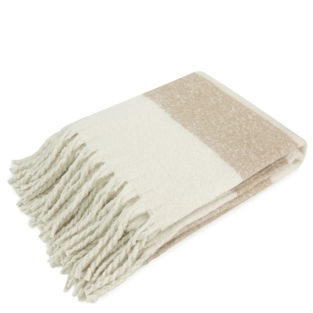 Faux Mohair Taupe Throw